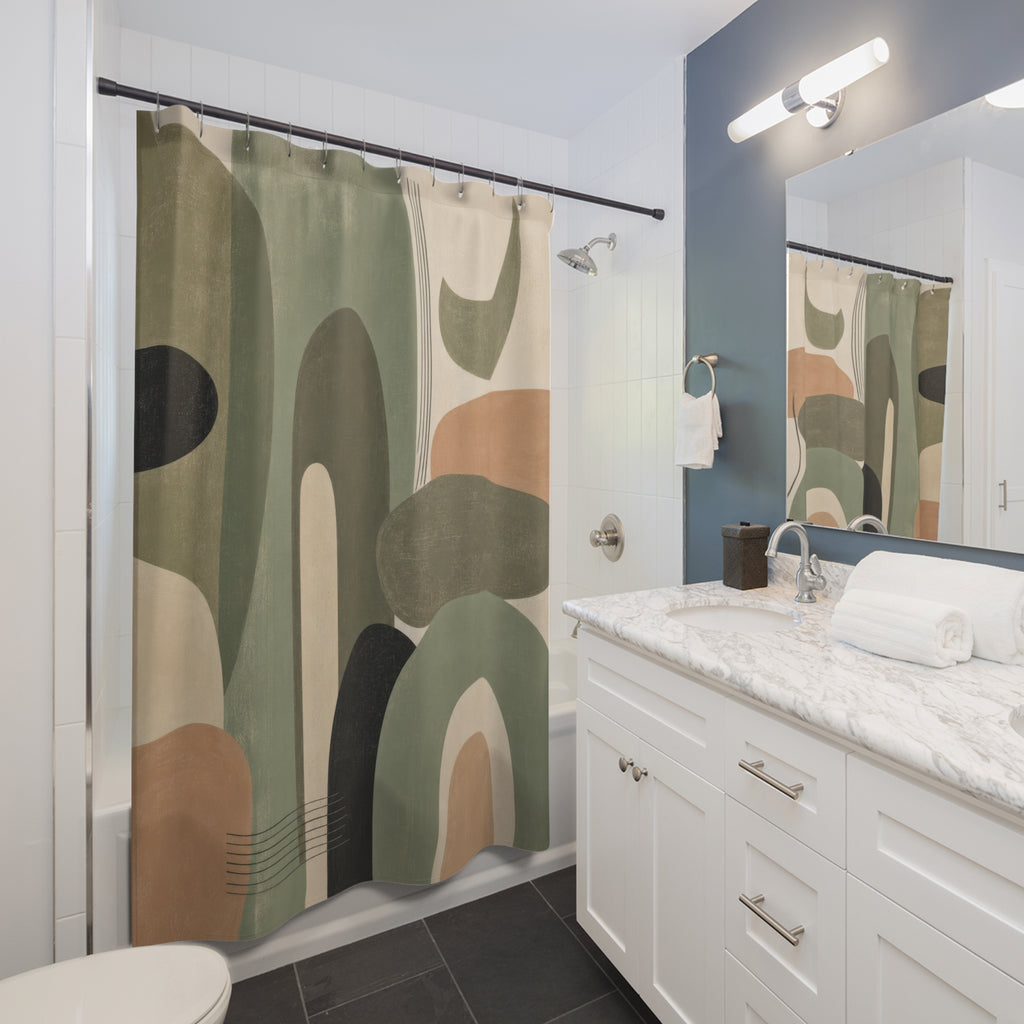 Sage Green Organic Arches Shower Curtain