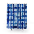 Blue Plaid Shower Curtain, Blue White Classic Bathroom Decor, Plaid Pattern Bath Curtain, Guest Bath Decor, Small Bathroom Decor, Home Decor