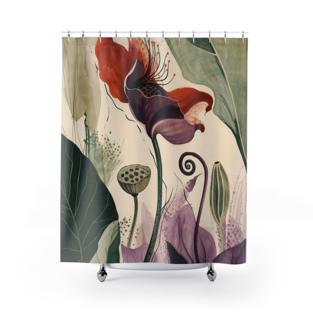 Editorial Botanical Designer Shower Curtain