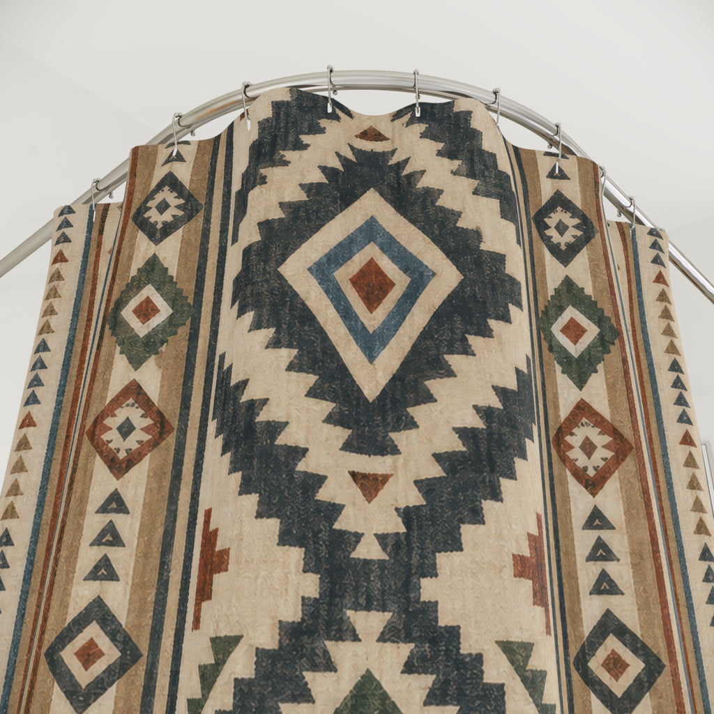 Teal Rust Southwestern Shower Curtain