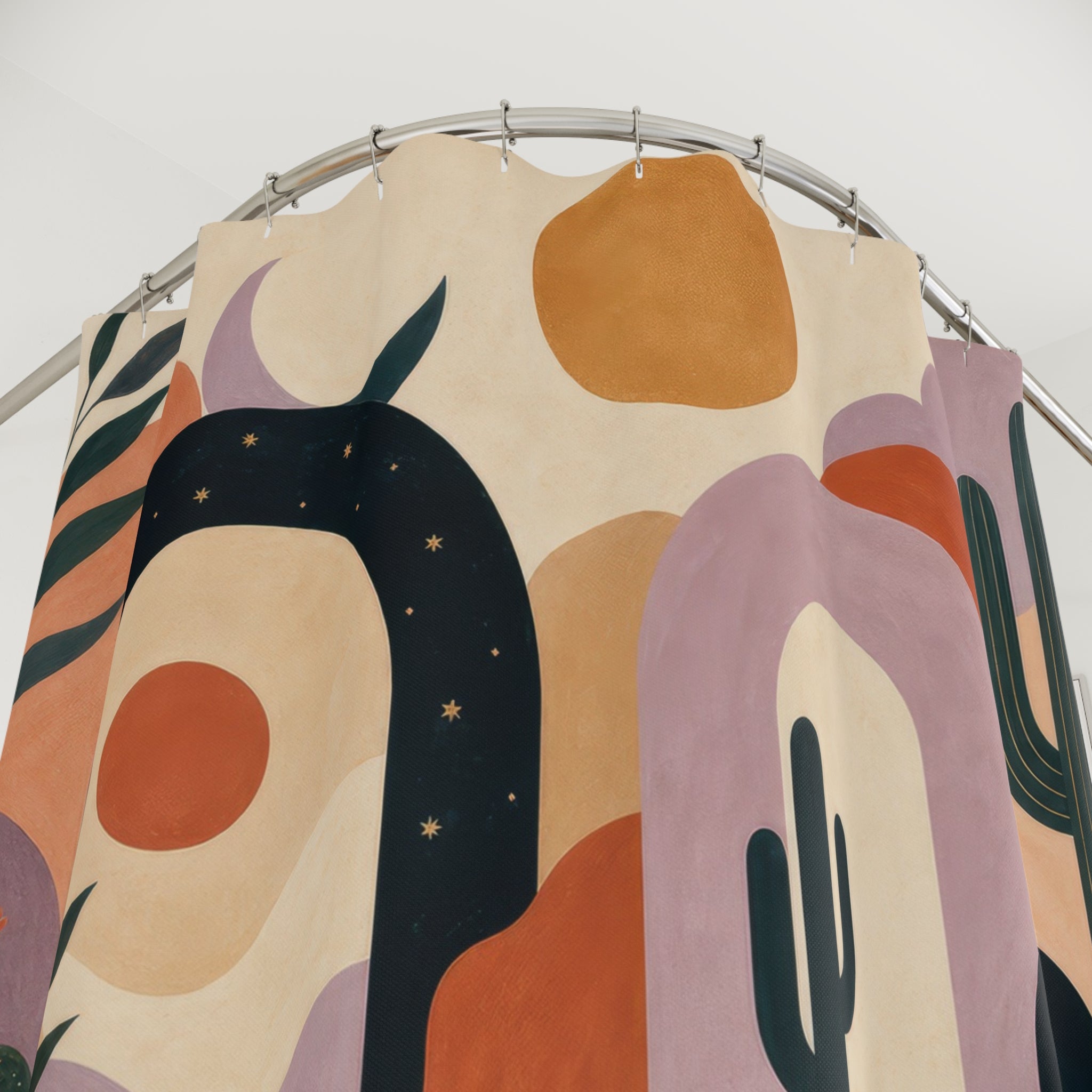 Desert Arch Shower Curtain, Terracotta Southwestern Bath Decor, Cactus Sun Bath Curtain, Modern Guest Bathroom Decor, Small Bathroom Decor