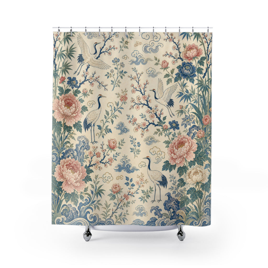 Chinoiserie Blue and White Shower Curtain: Chinoiserie Shower