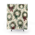 Wreath Red Bow Shower Curtain