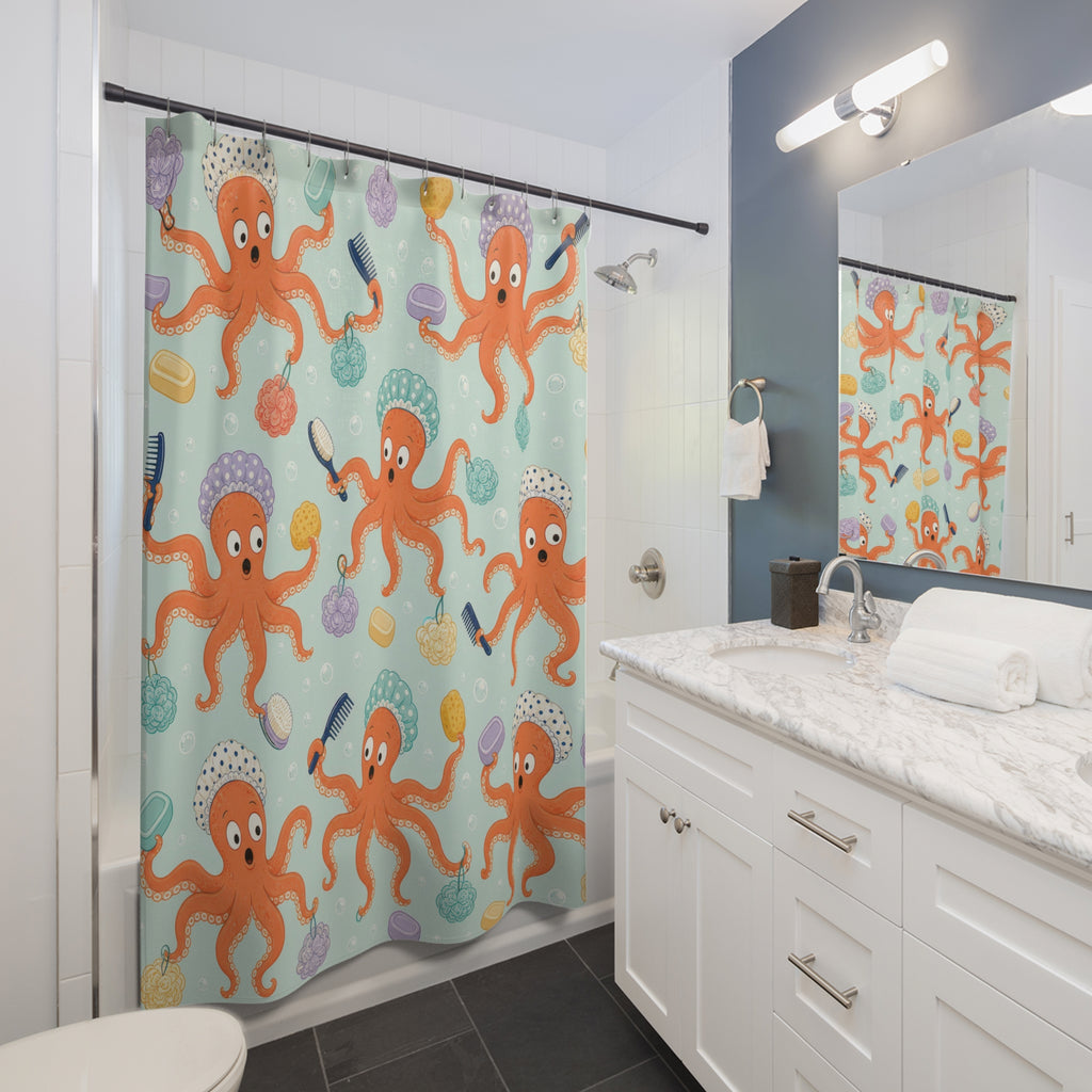 Octopus Shower Cap Shower Curtain