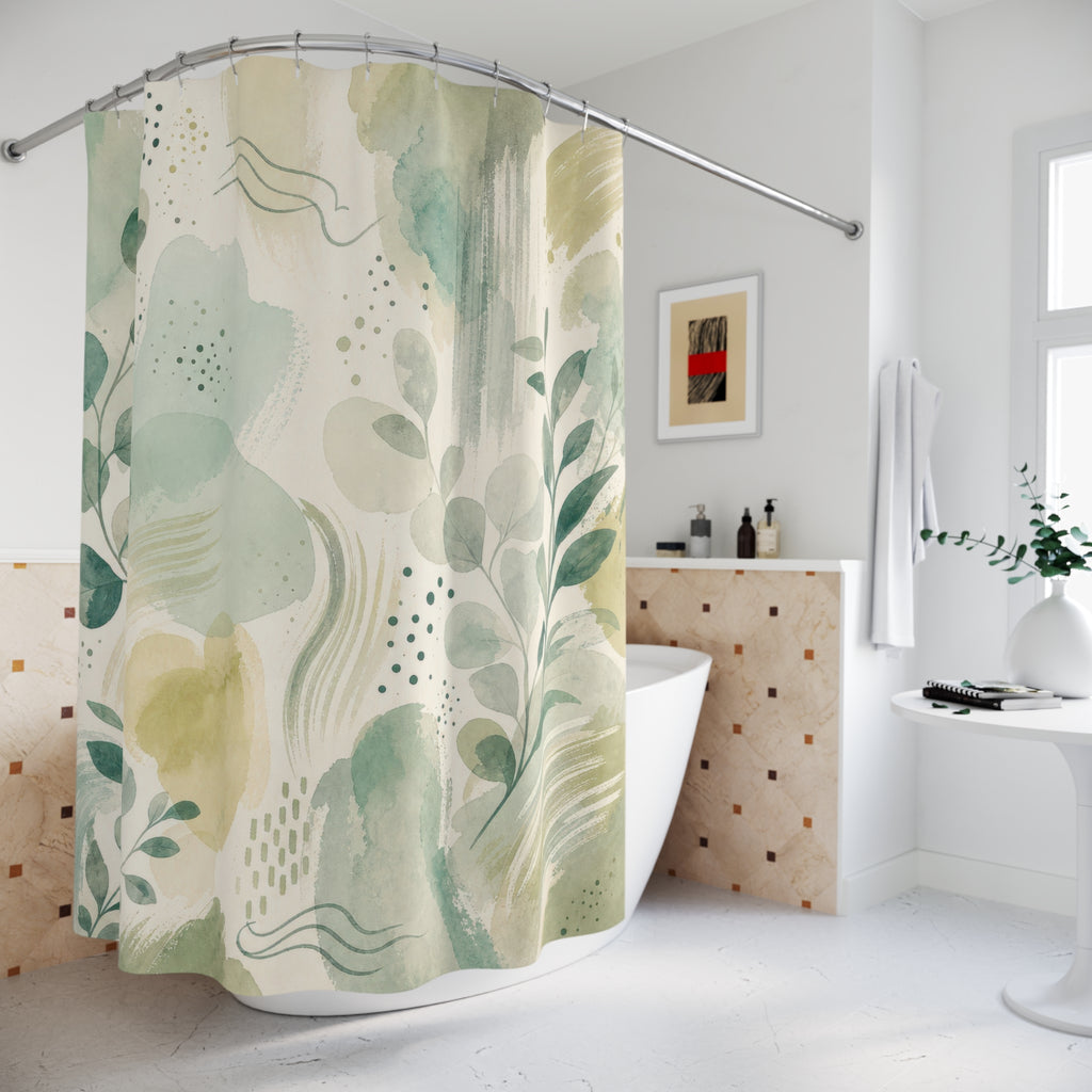 Abstract Botanical Green Shower Curtain