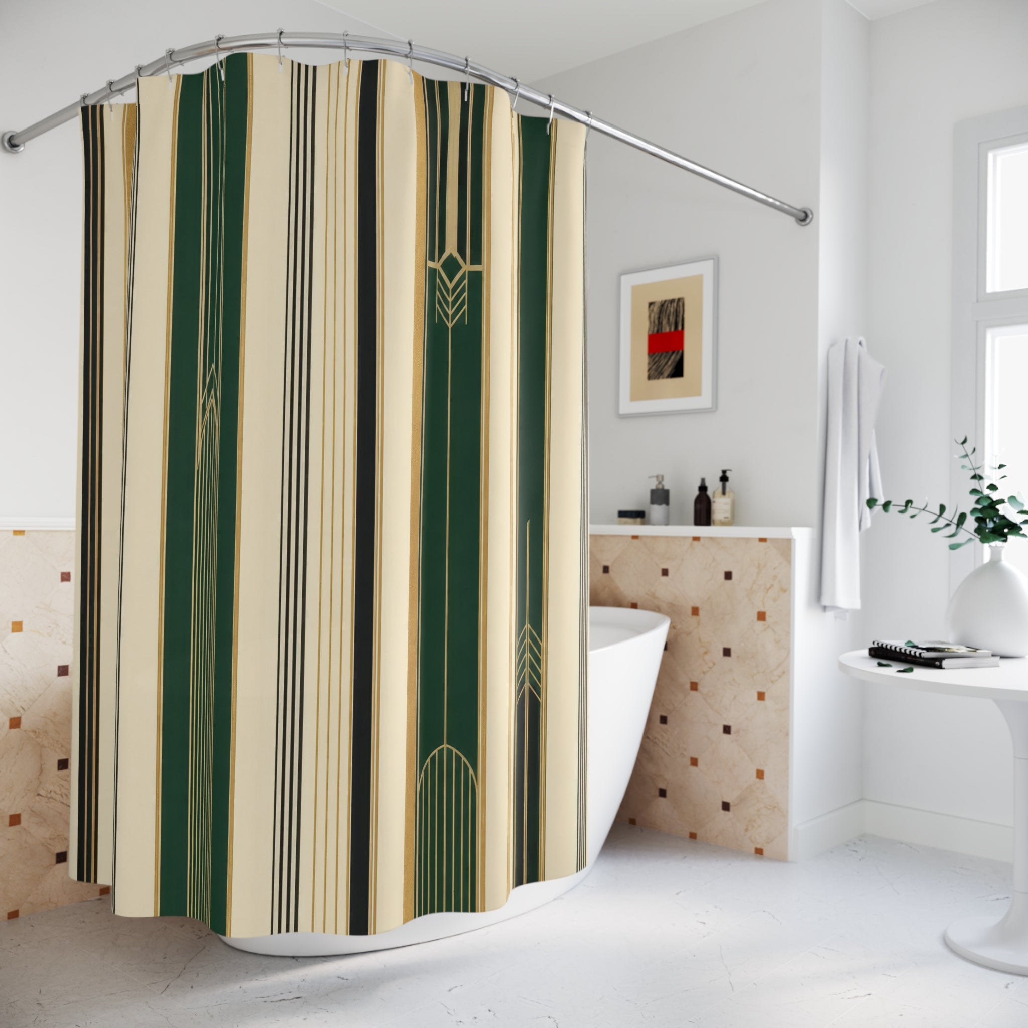Black Gold Art Deco Column Shower Curtain