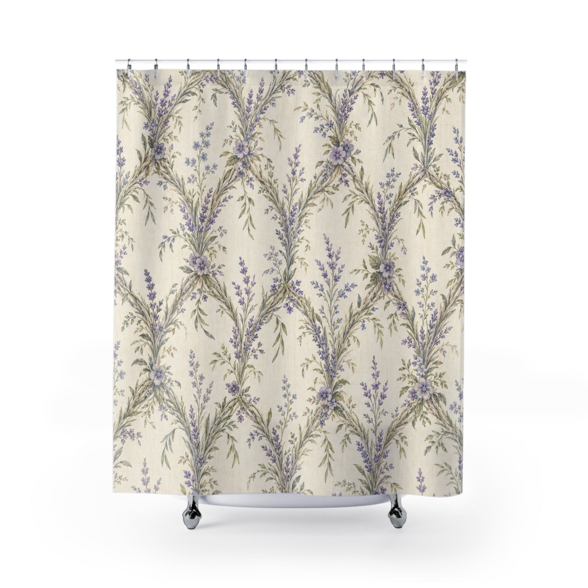 Cottagecore Botanical Lavender Shower Curtain