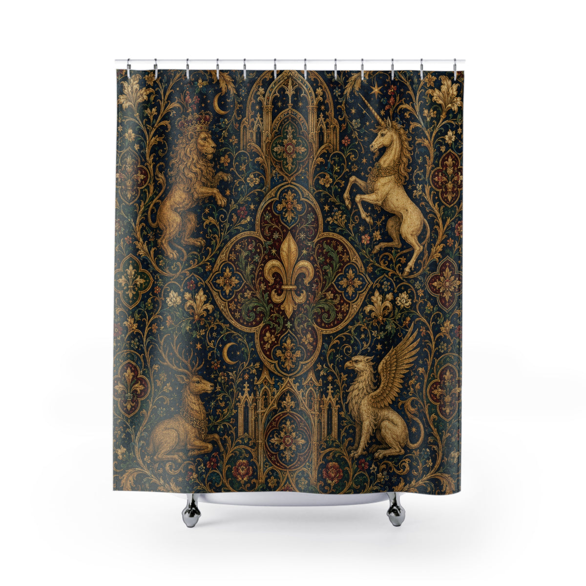 Medieval Shower Curtain: Heraldic Tapestry
