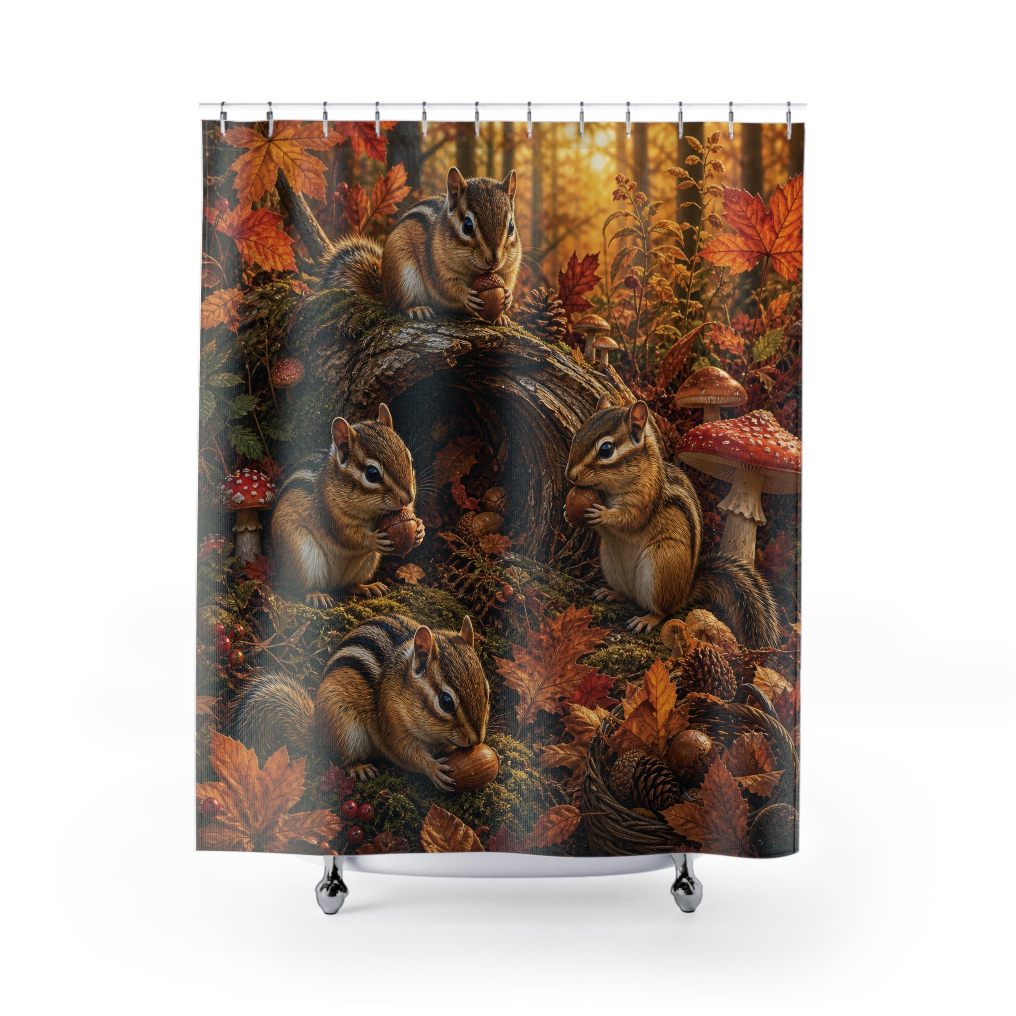 Chipmunk Shower Curtain: Cute Woodland Animal