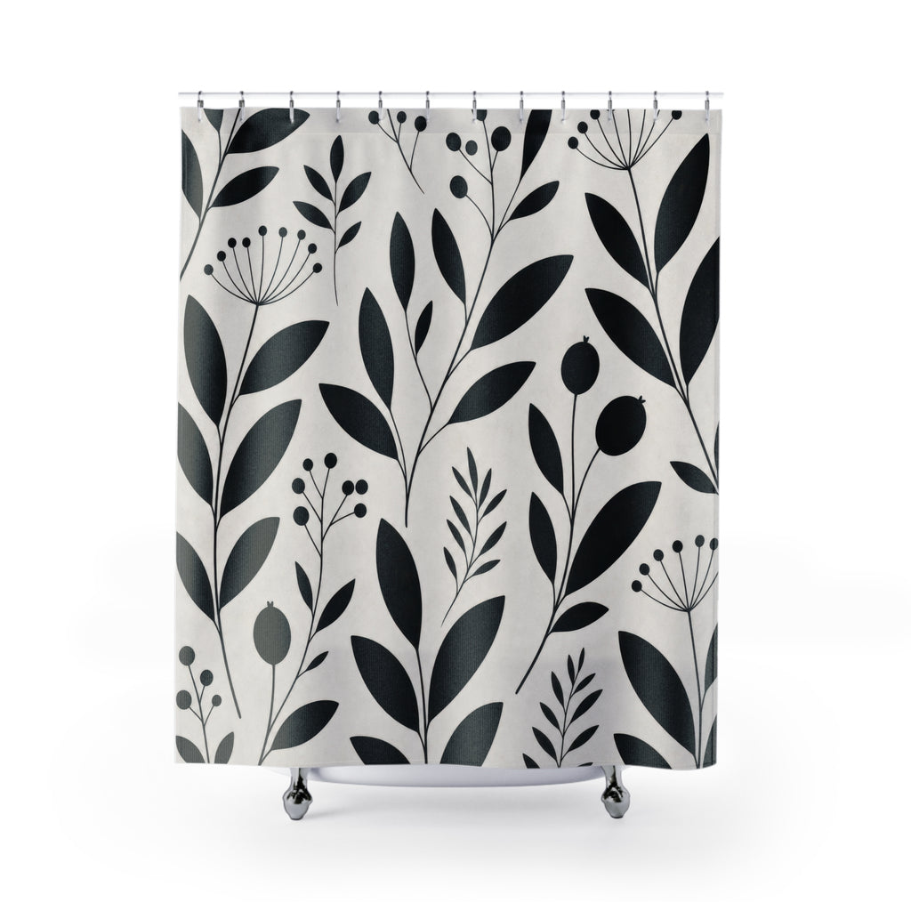 White Leaf Shower Curtain