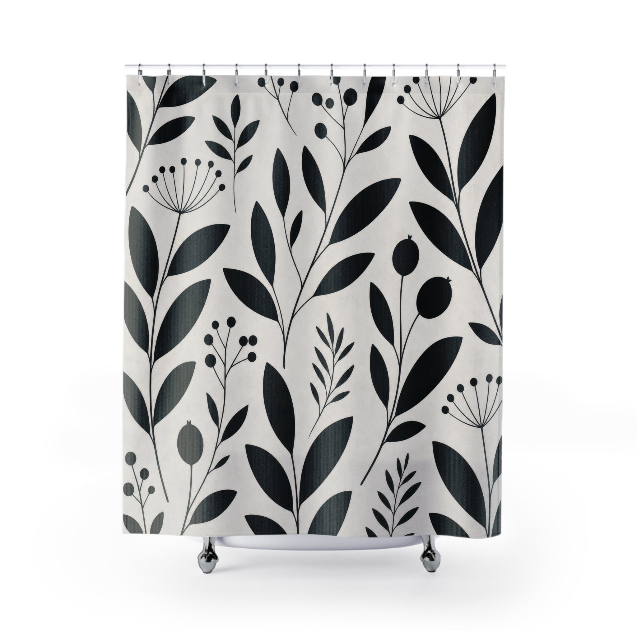White Leaf Shower Curtain