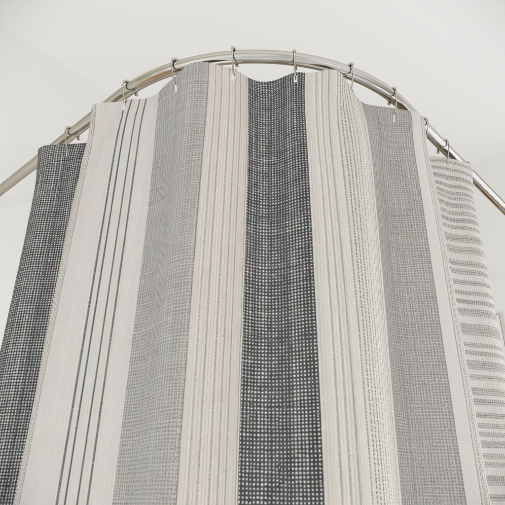 Grey White Pinstripe Shower Curtain