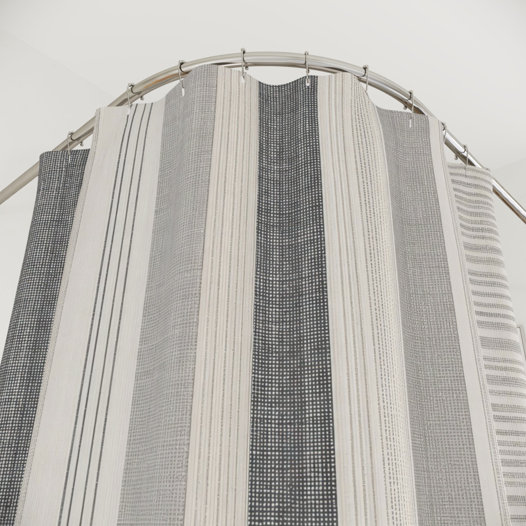 Grey White Pinstripe Shower Curtain