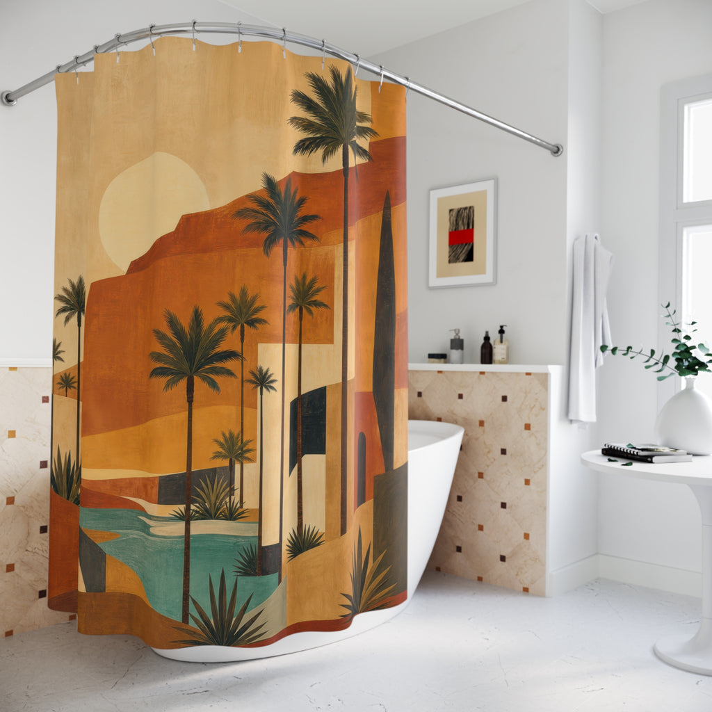 Desert Palm Mid Century Shower Curtain