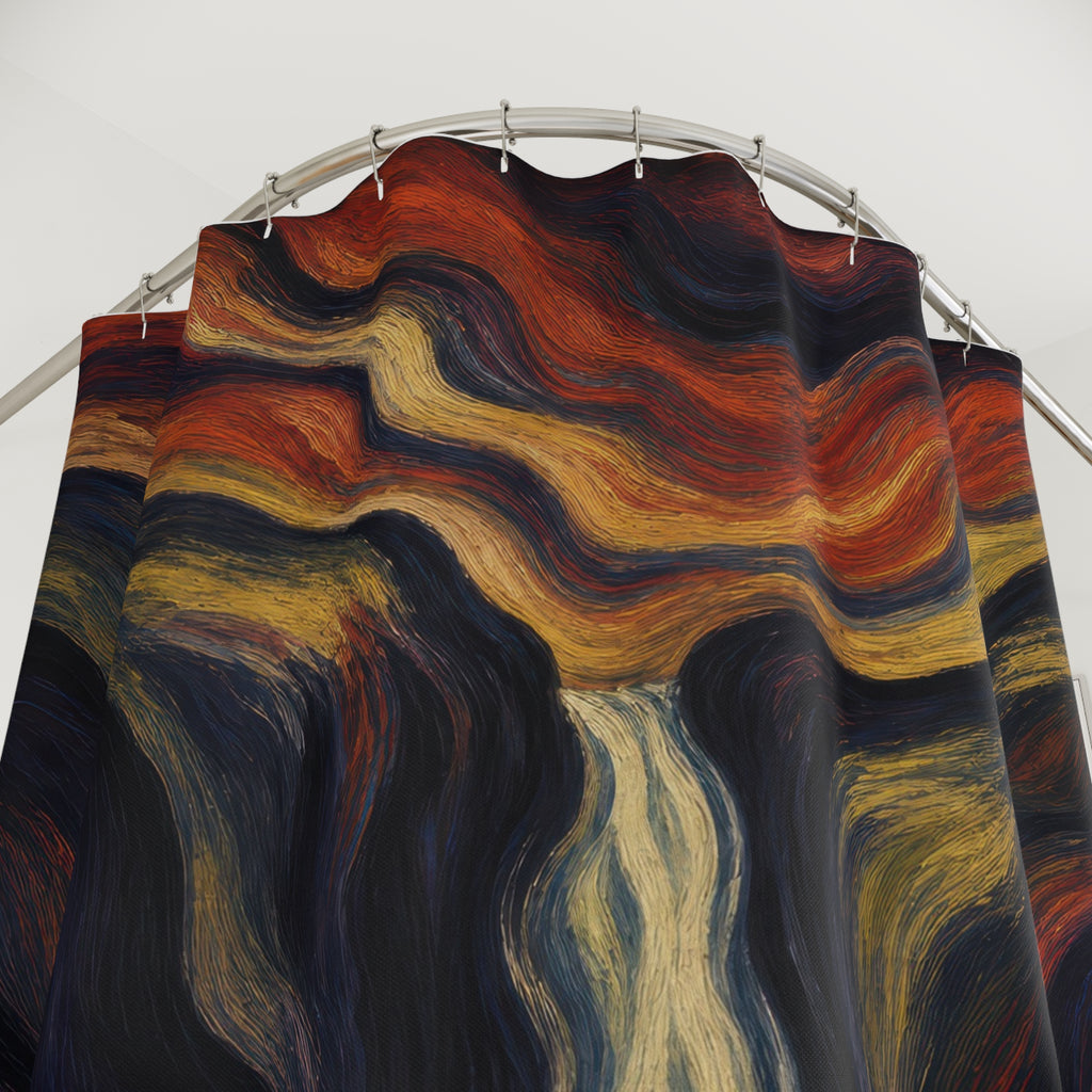 Dark Expressionist Landscape Print Shower Curtain