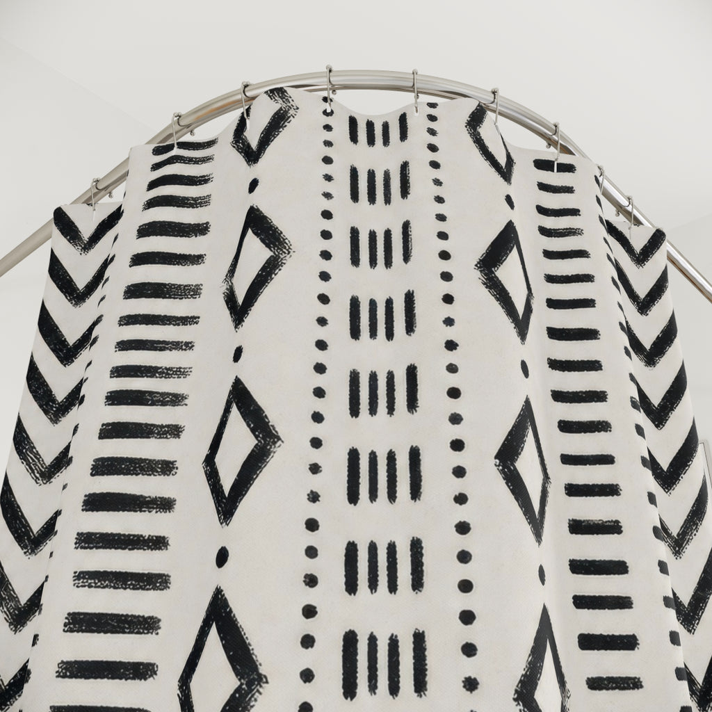 Black White Striped Shower Curtain