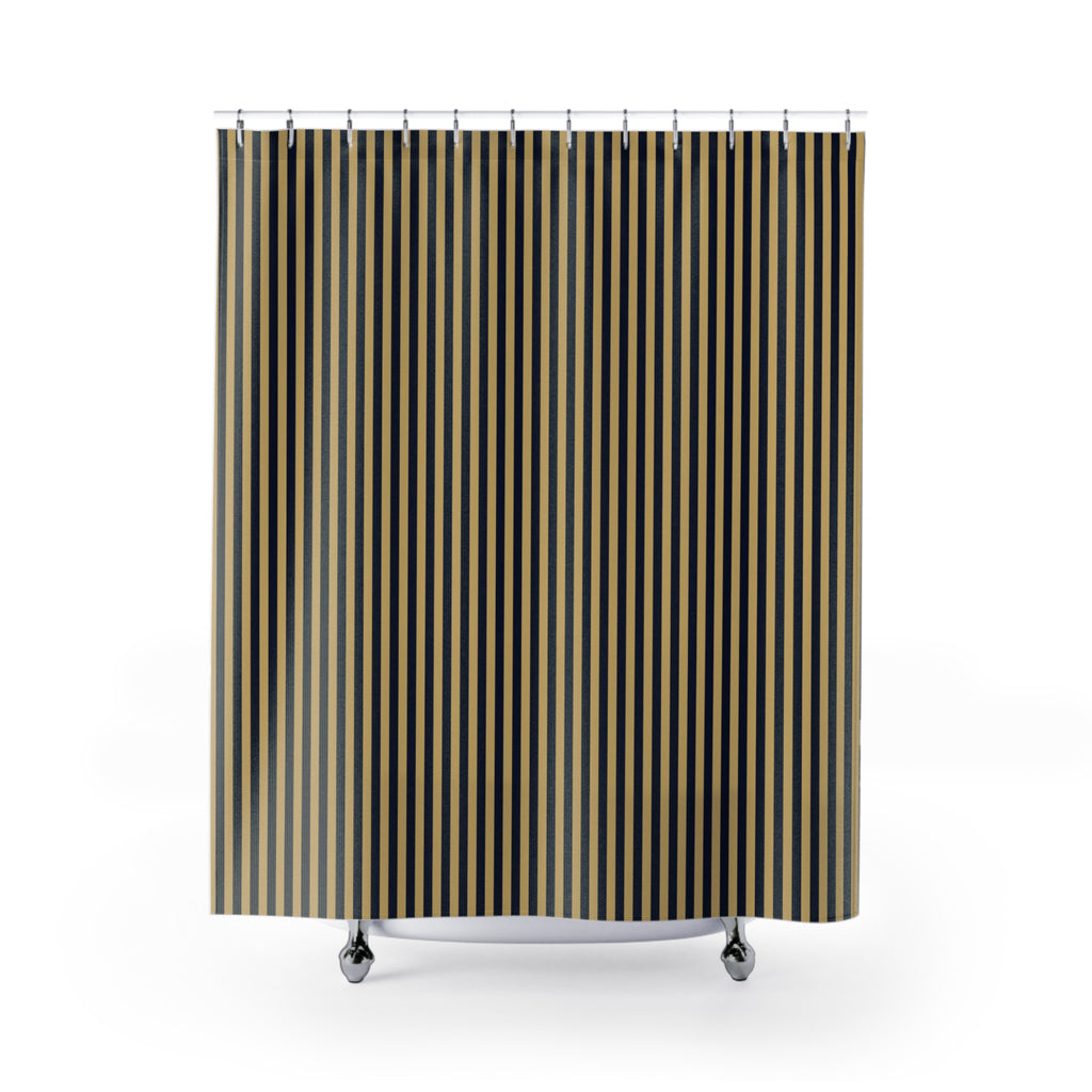 Navy and Gold Cabana Stripe Shower Curtain