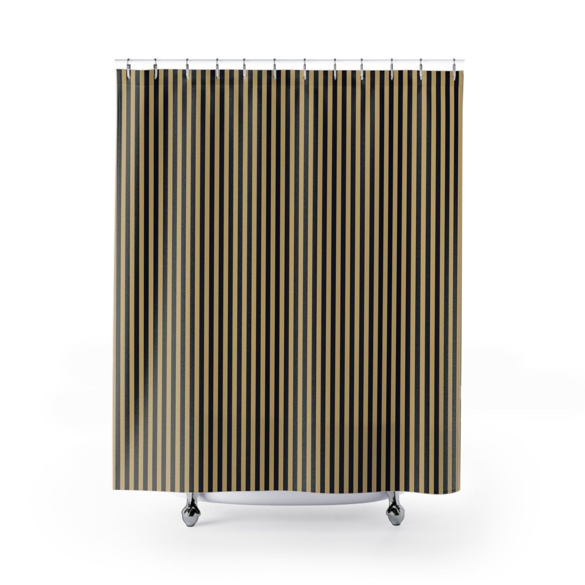 Navy and Gold Cabana Stripe Shower Curtain