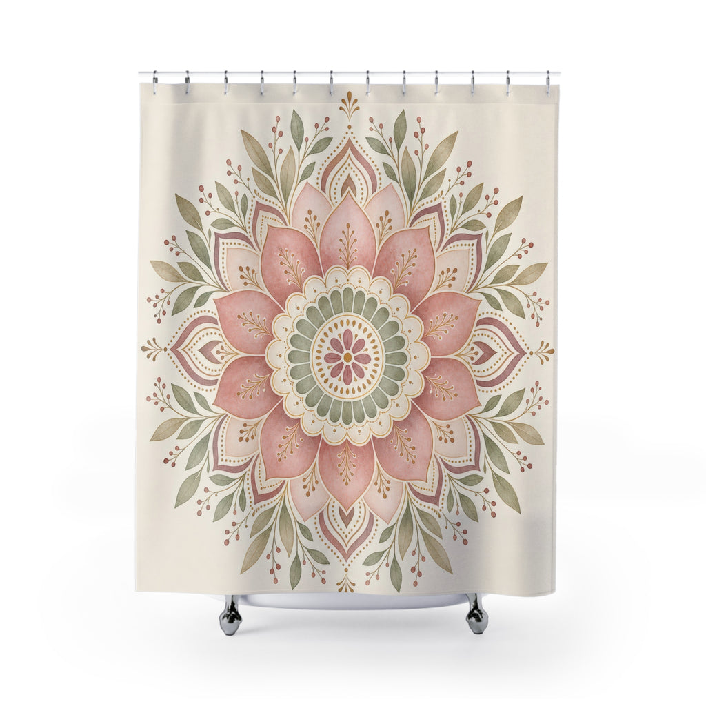 Blush Floral Medallion Shower Curtain