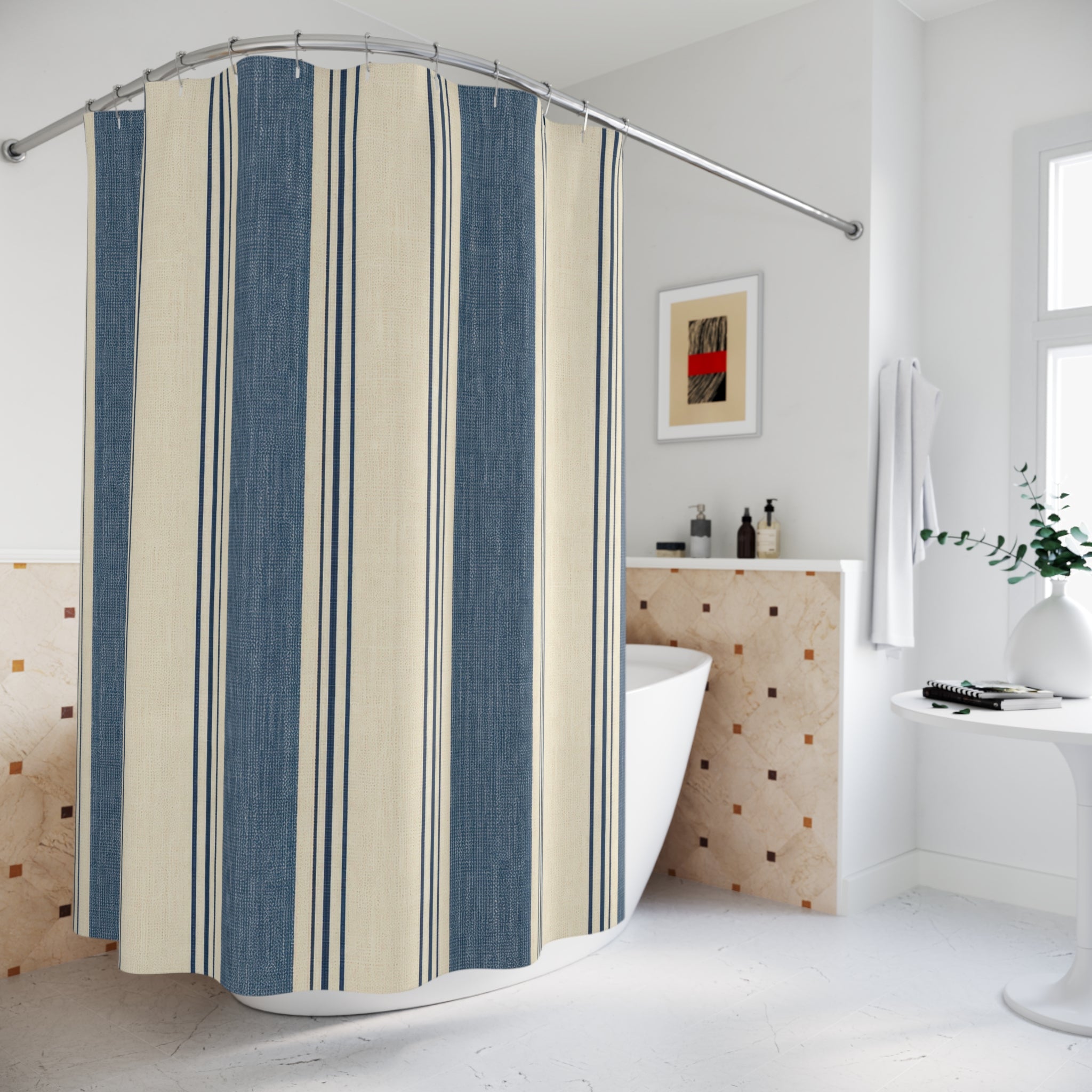 Indigo Estate Stripe Shower Curtain