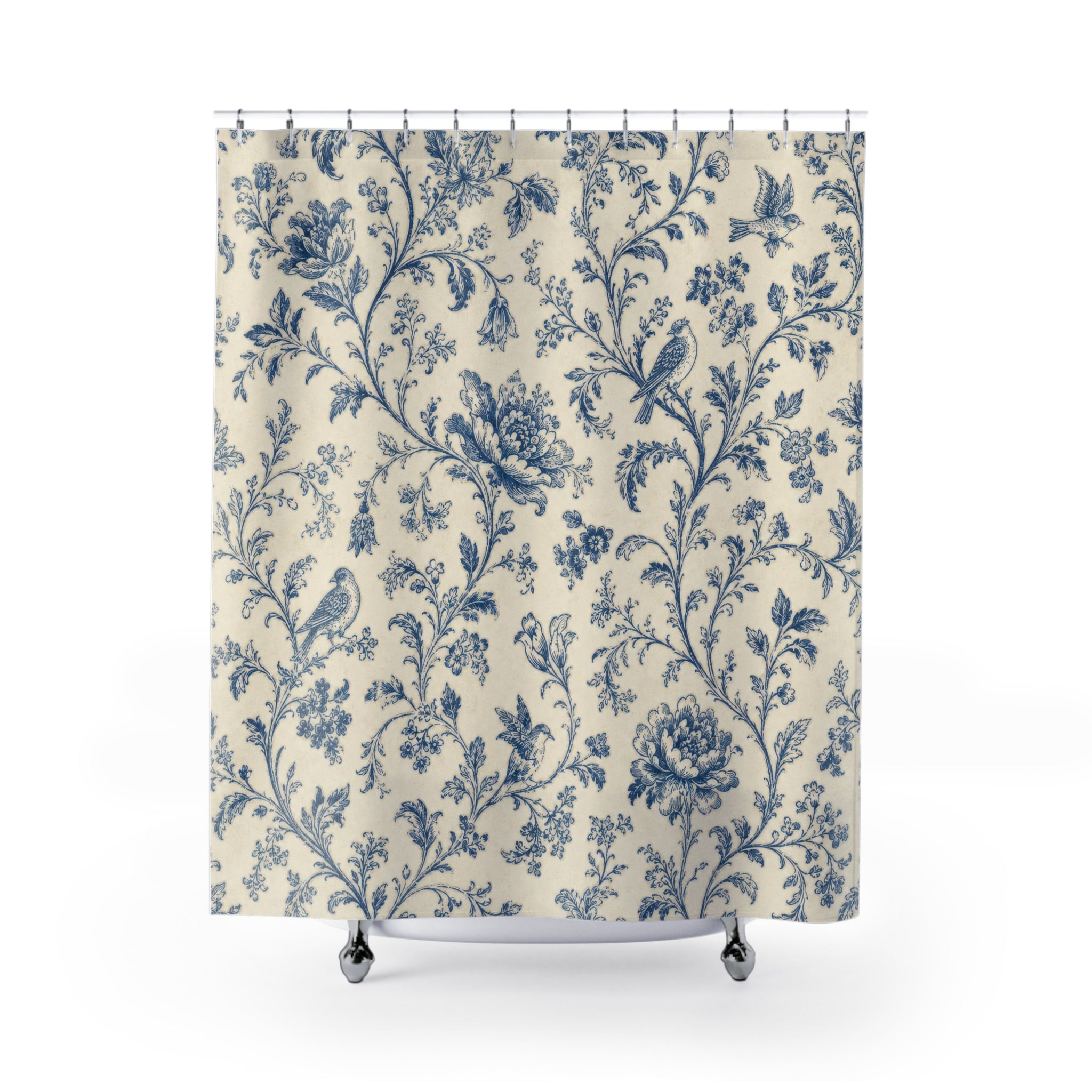 French Country Blue Floral Shower Curtain