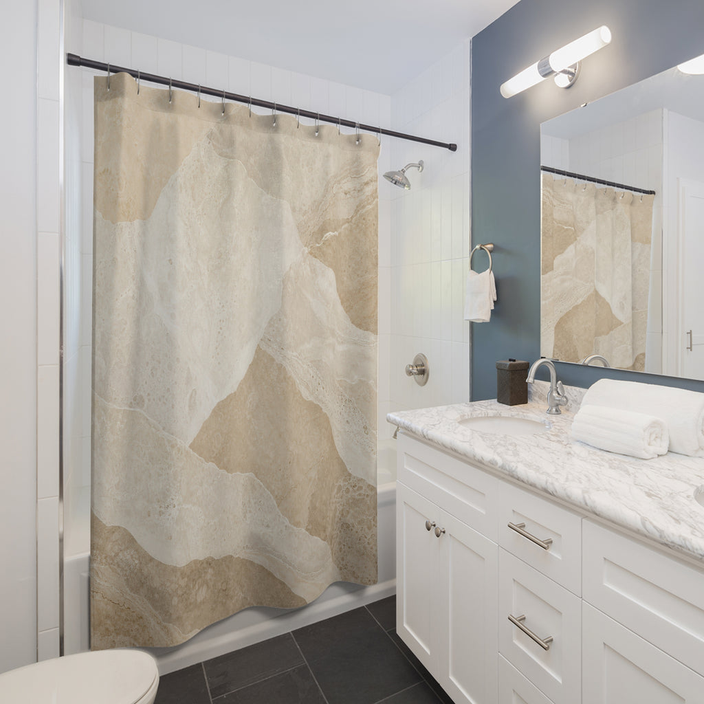 Beige Cream Abstract Stone Shower Curtain
