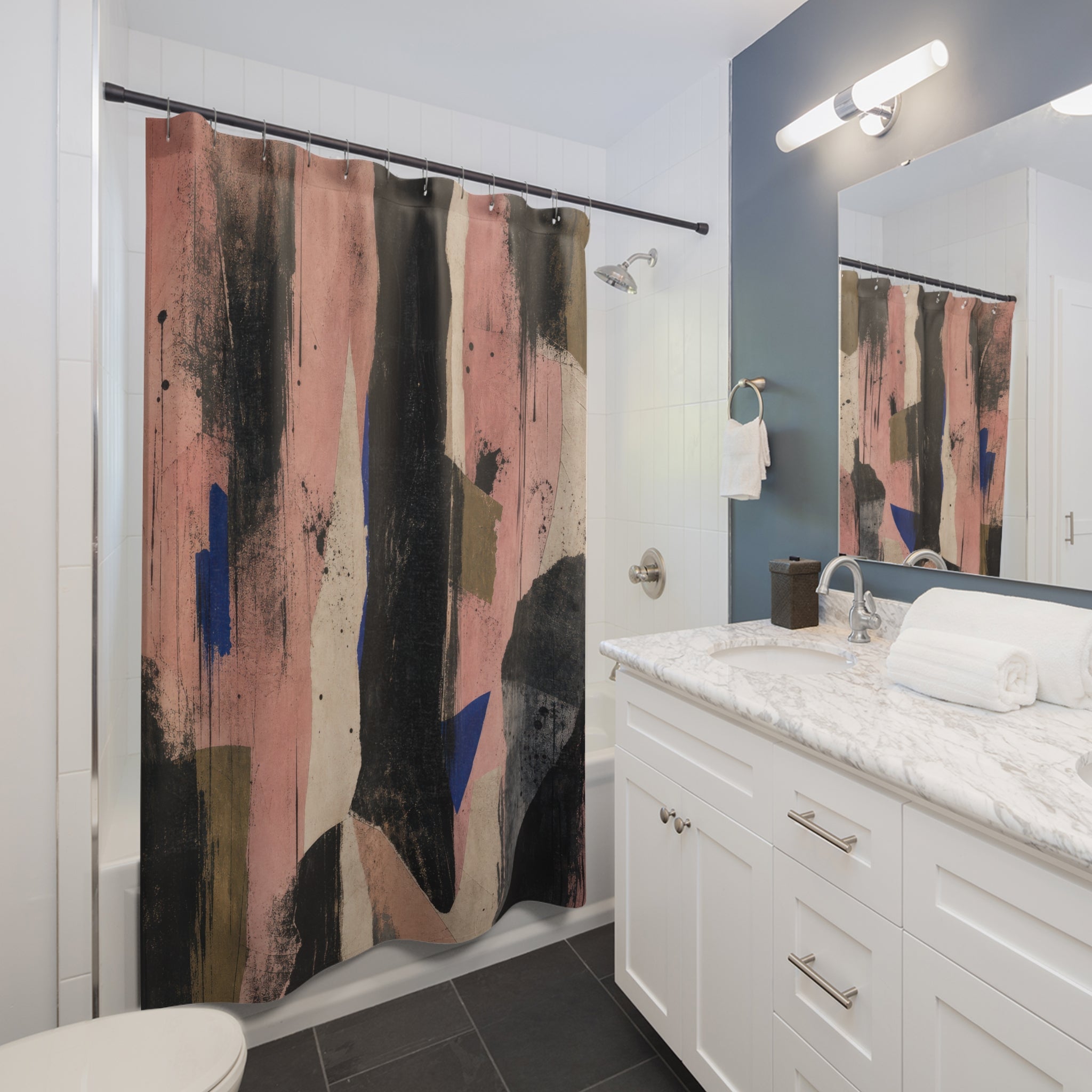 Black Pink Abstract Shower Curtain