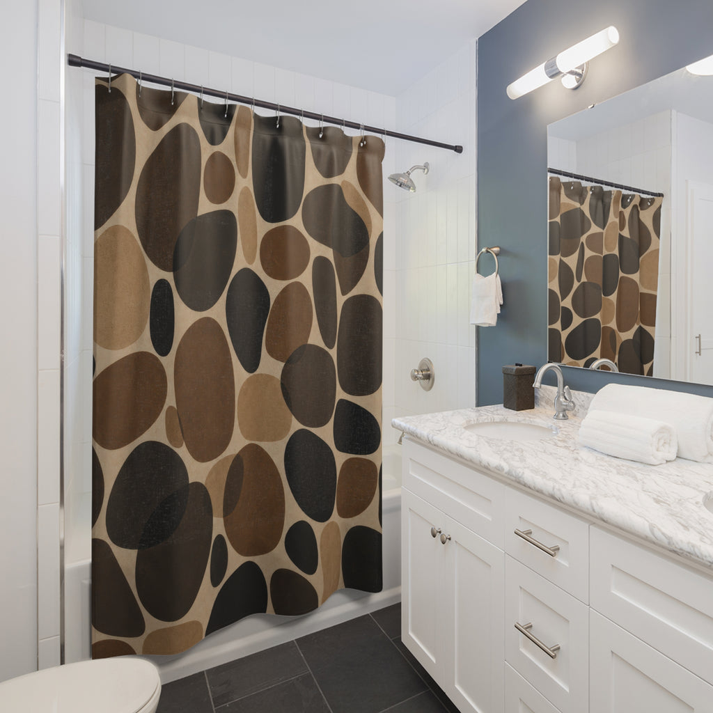 Black Brown River Stone Shower Curtain