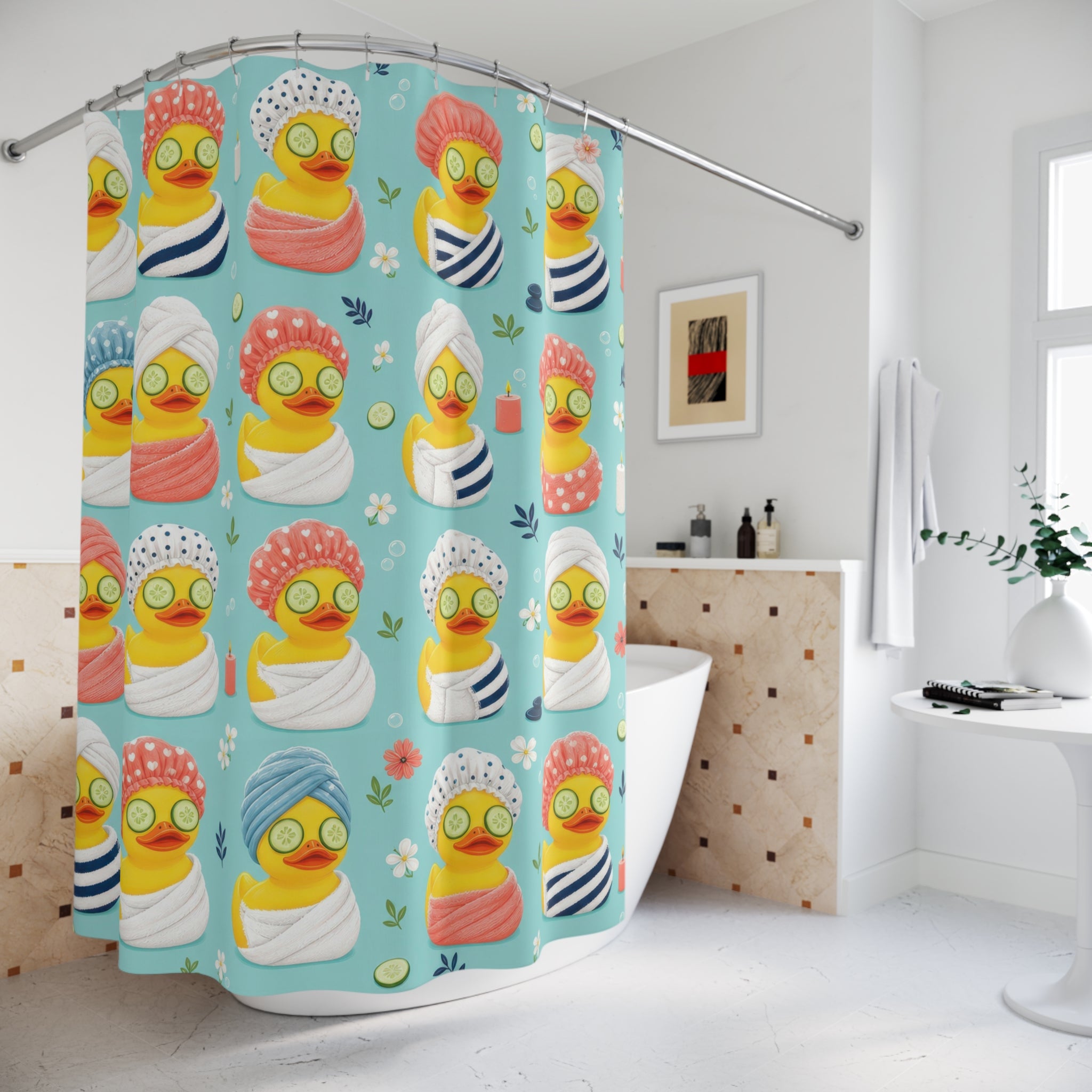 Rubber Duck Shower Cap Shower Curtain