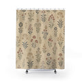Cream Folk Sprig Farmhouse Floral Shower Curtain