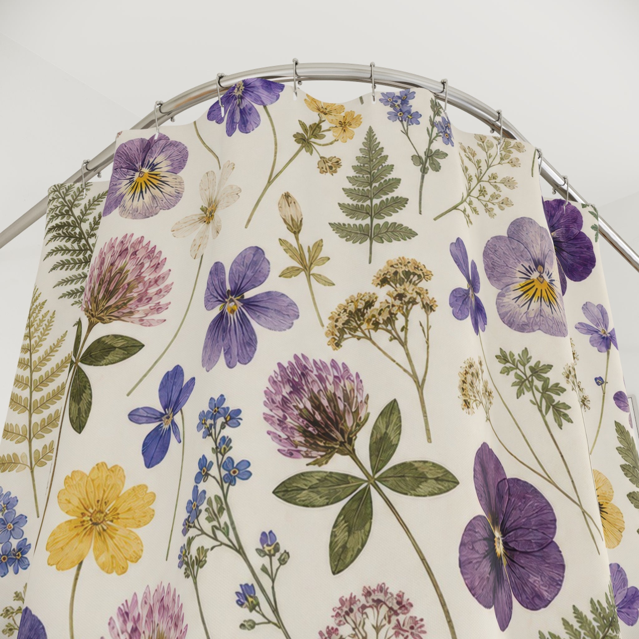 Purple Yellow Pansy Meadow Shower Curtain