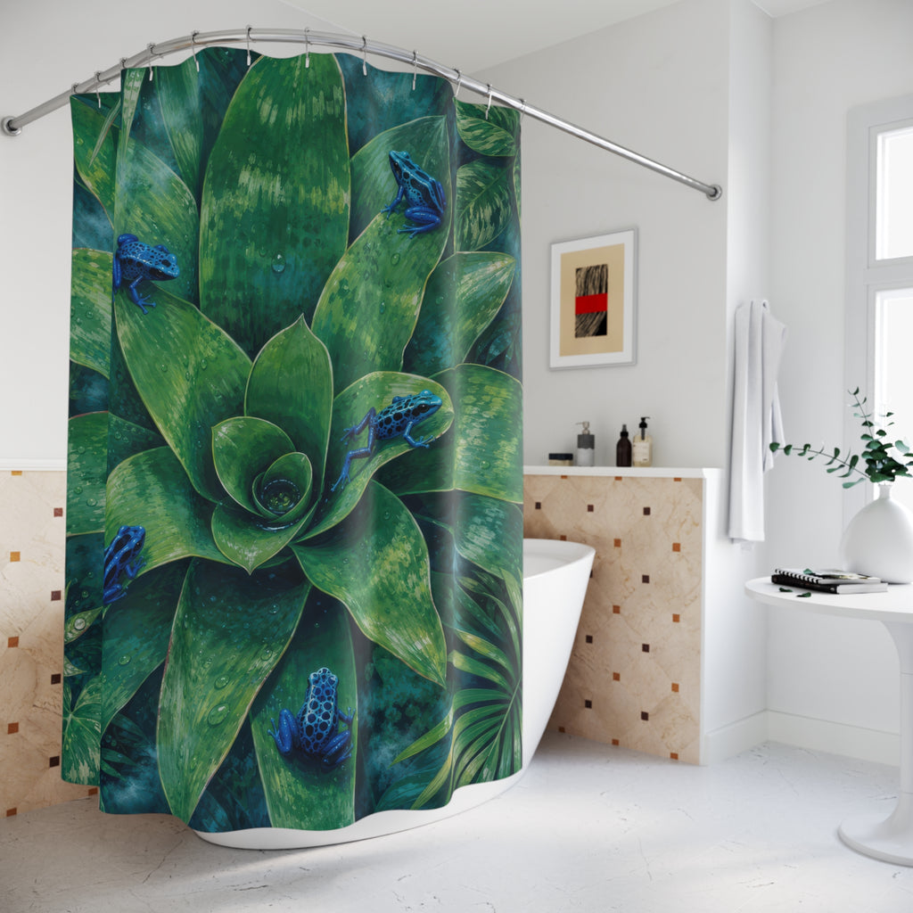 Blue and Green Rainforest Frog Shower Curtain