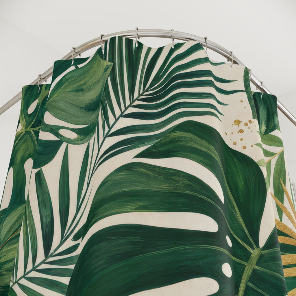 Monstera Palm Leaf Shower Curtain