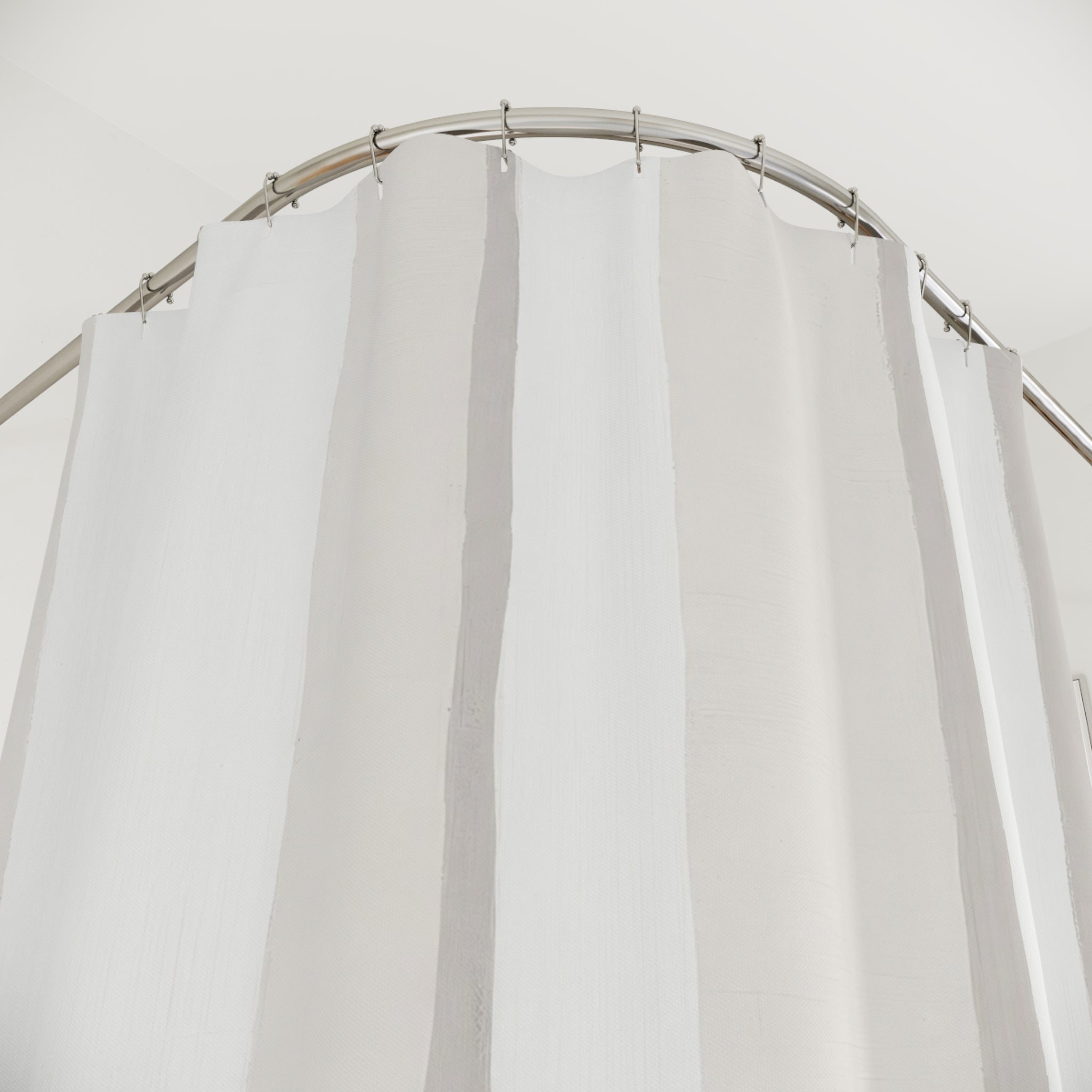 White Cream Wide Watercolor Stripe Shower Curtain