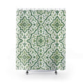 Green White Moroccan Medallion Shower Curtain