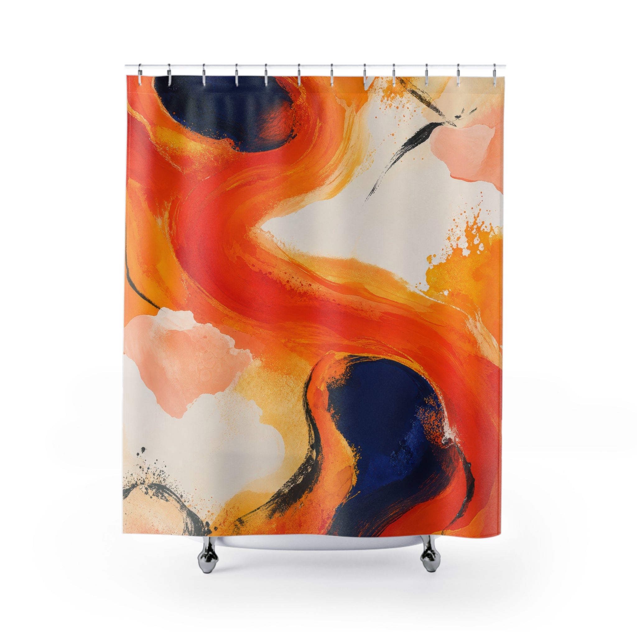 Vermilion Current Orange Shower Curtain
