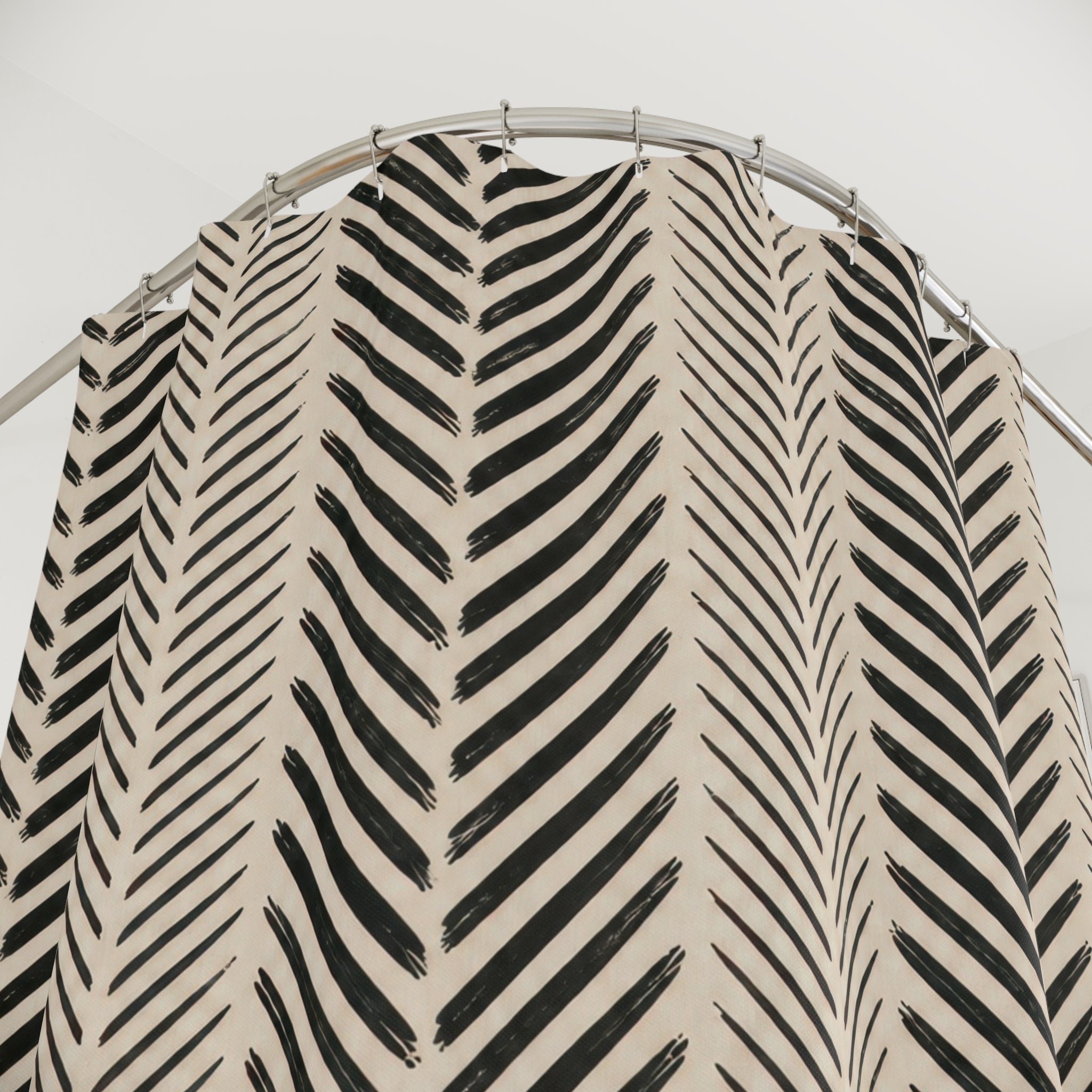 Black Cream Chevron Stripe Shower Curtain