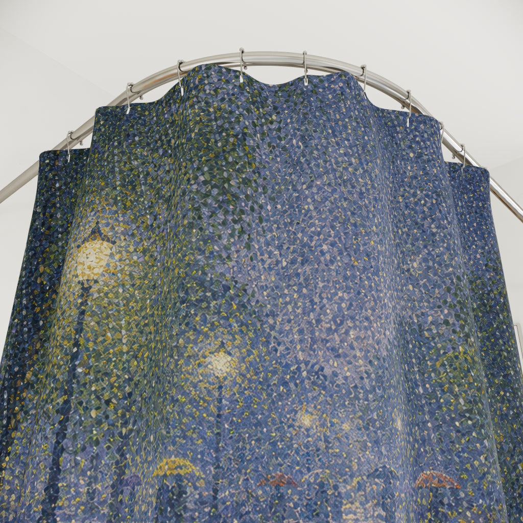 Pointillist Park Storm Print Shower Curtain