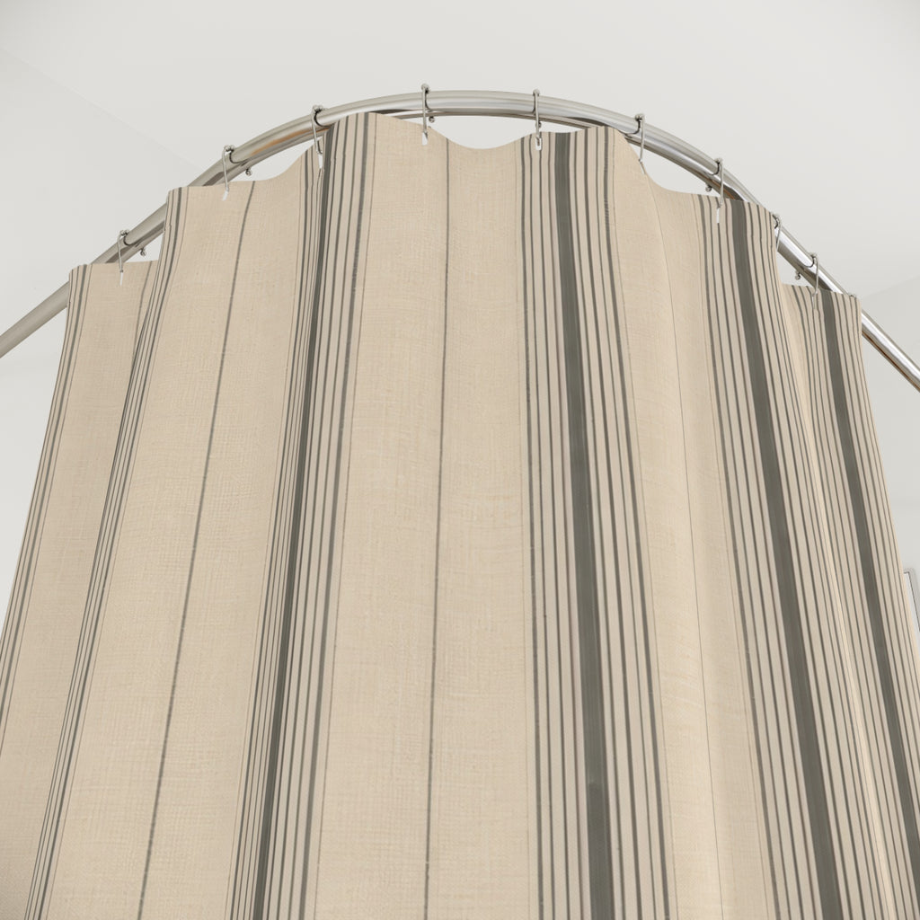 Taupe Ticking Stripe Shower Curtain
