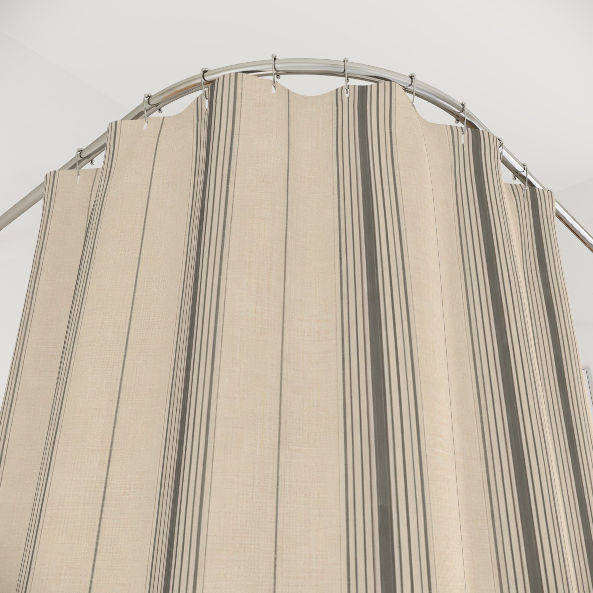Taupe Ticking Stripe Shower Curtain