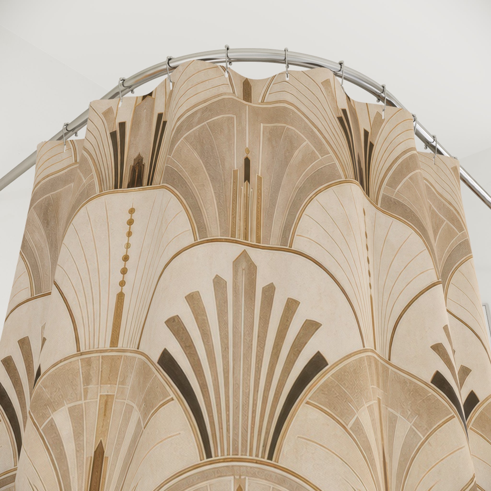 Brown Beige Fan Arch Shower Curtain