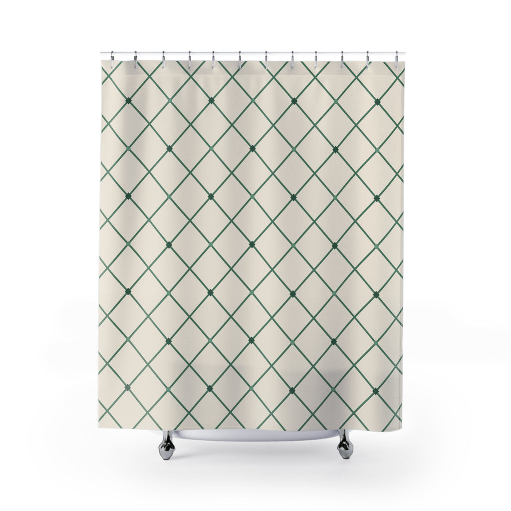 Green Jade Shower Curtain: Asian Lattice