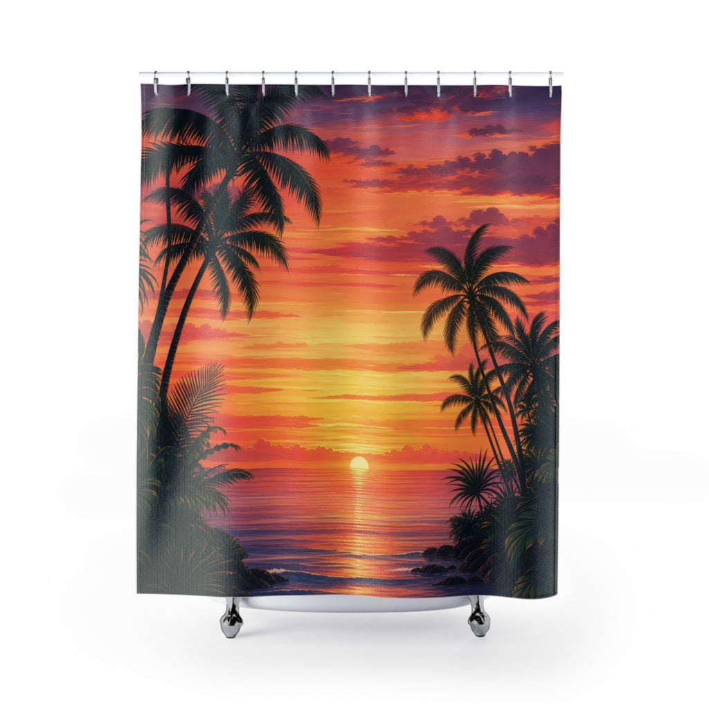Tropical Palm Sunset Shower Curtain