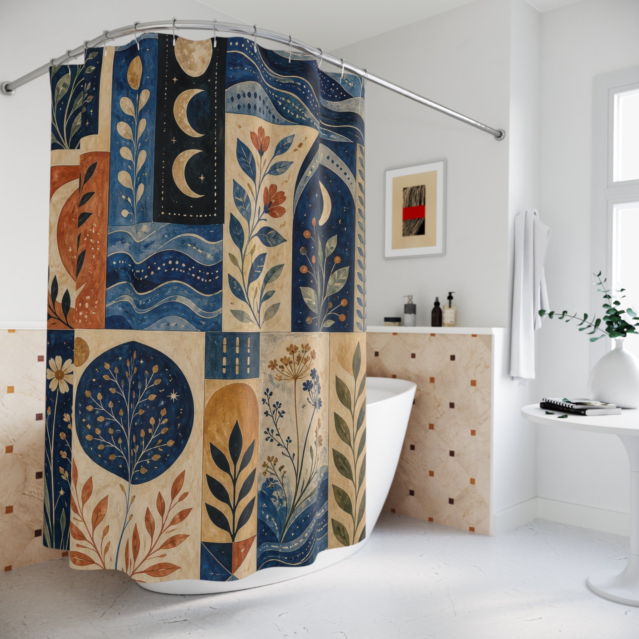 Indigo Moon Garden Shower Curtain