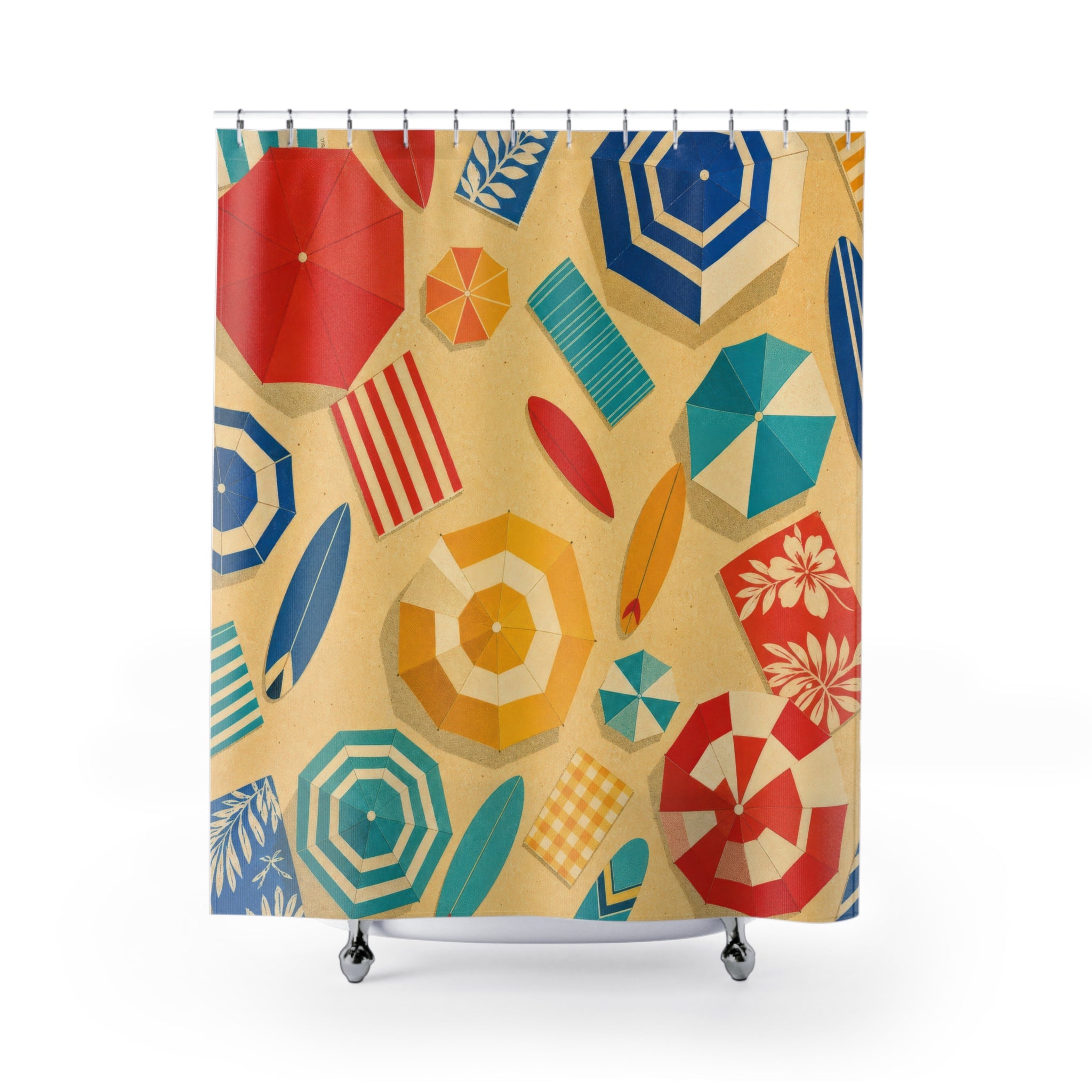 Retro Parasol Beachy Shower Curtain