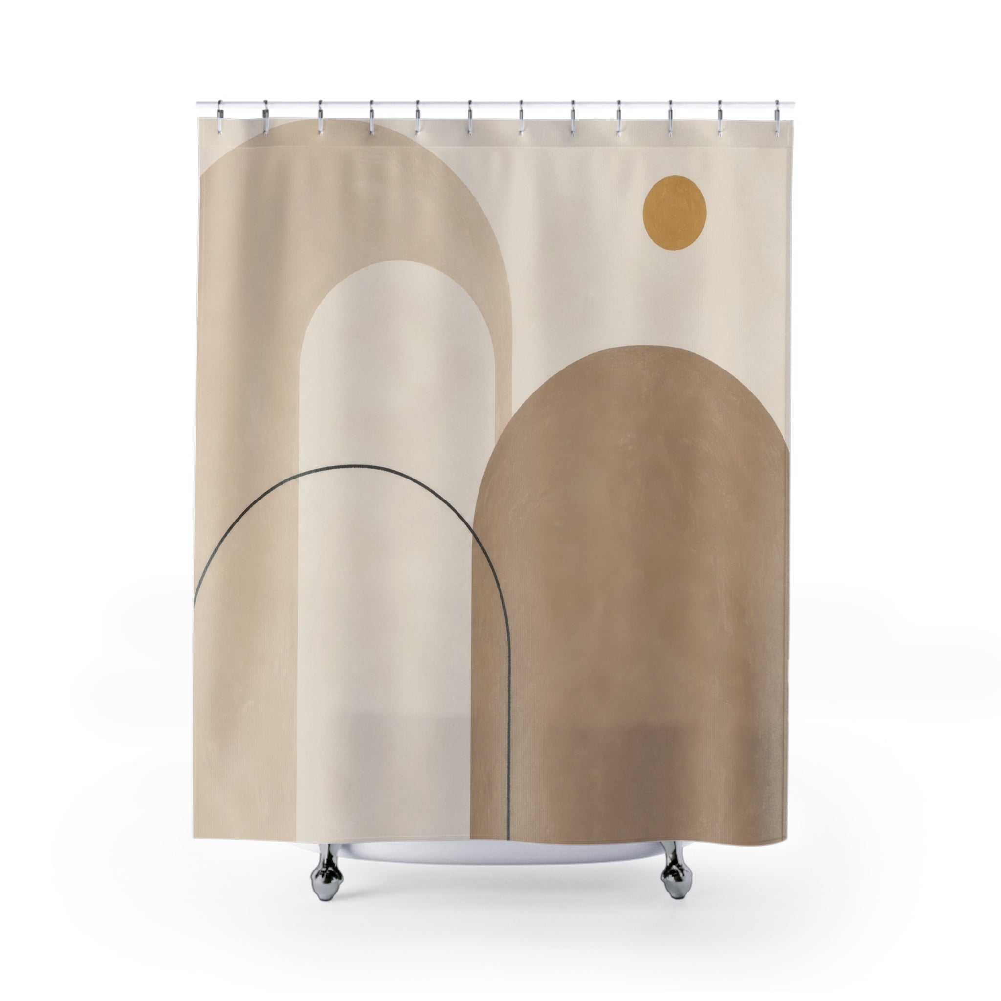 Beige Camel Rounded Arch Shower Curtain