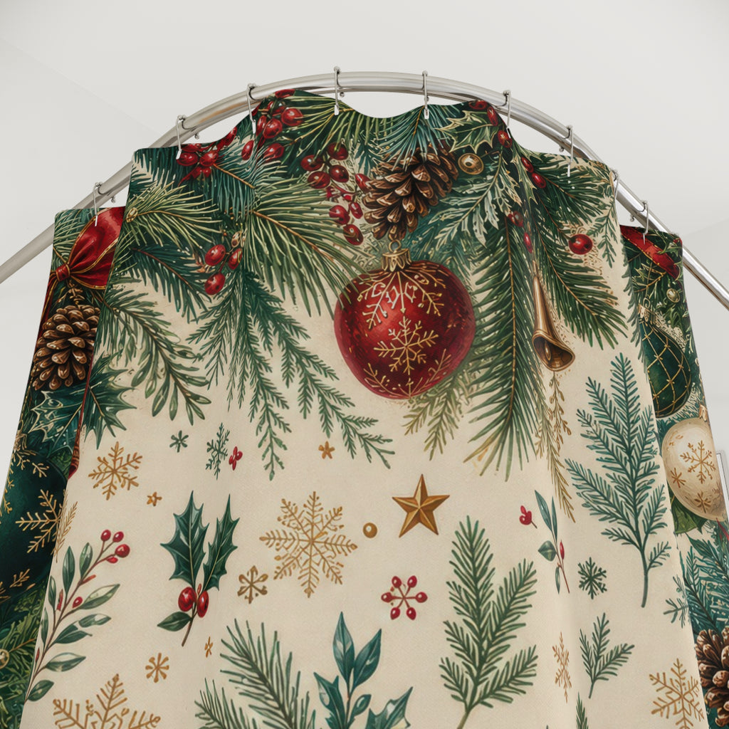 Evergreen Ornament Garland Shower Curtain
