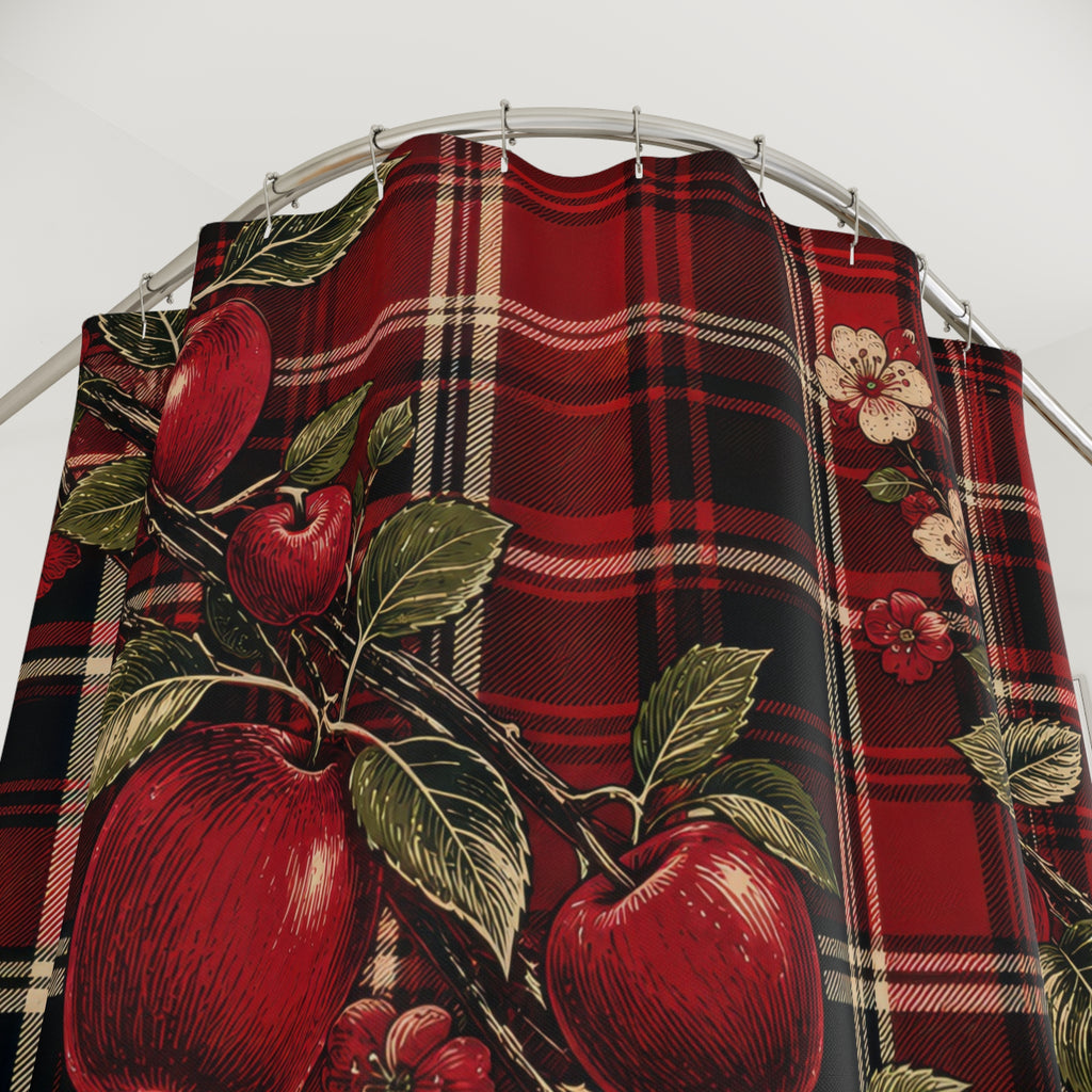 Crimson Orchard Plaid Shower Curtain
