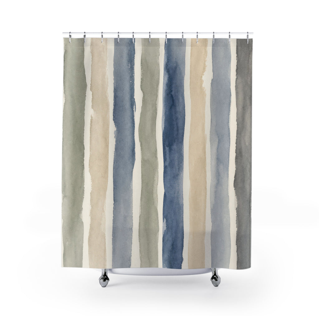 Watercolor Vertical Stripe Shower Curtain