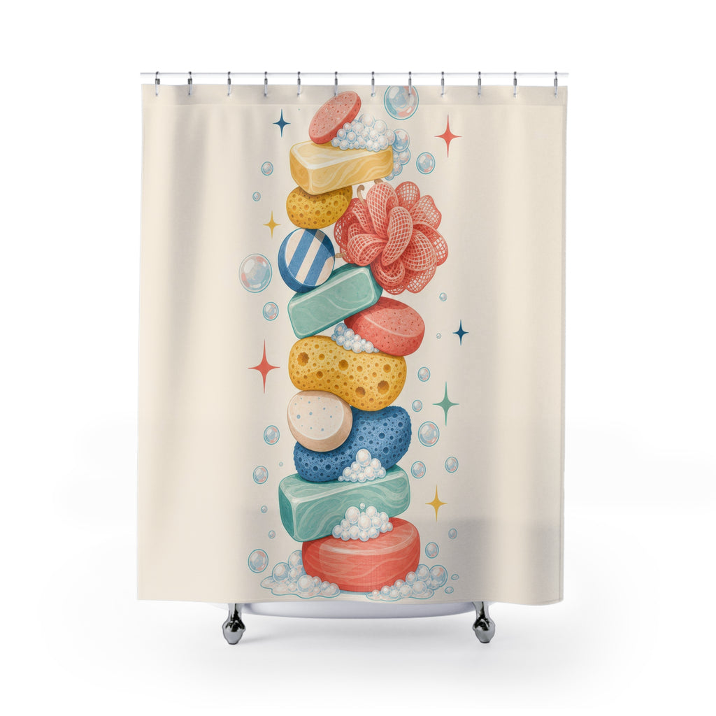 Stacked Sponge Soap Shower Curtain